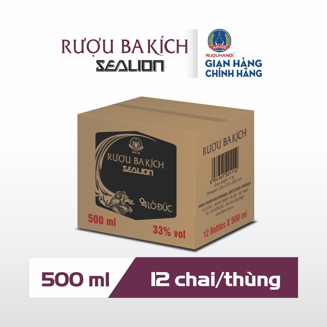 Rượu Ba Kích Sealion HALICO nồng độ 33% chai 500ml không kèm hộp