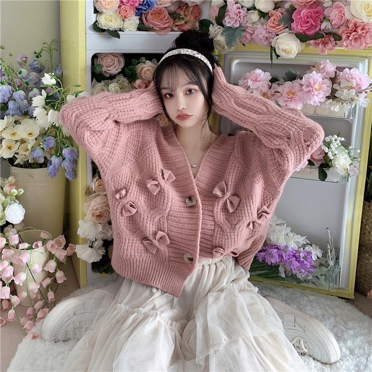 Áo khoác cardigan nữ dáng ngắn áo khoác len dệt kim xinh xắn