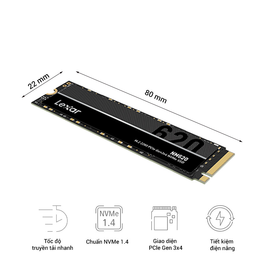 Ổ cứng SSD M.2 Lexar NM620 512GB NVMe 2280 PCle Gen 3x4 - Hàng chính hãng DigiWorld phân phối