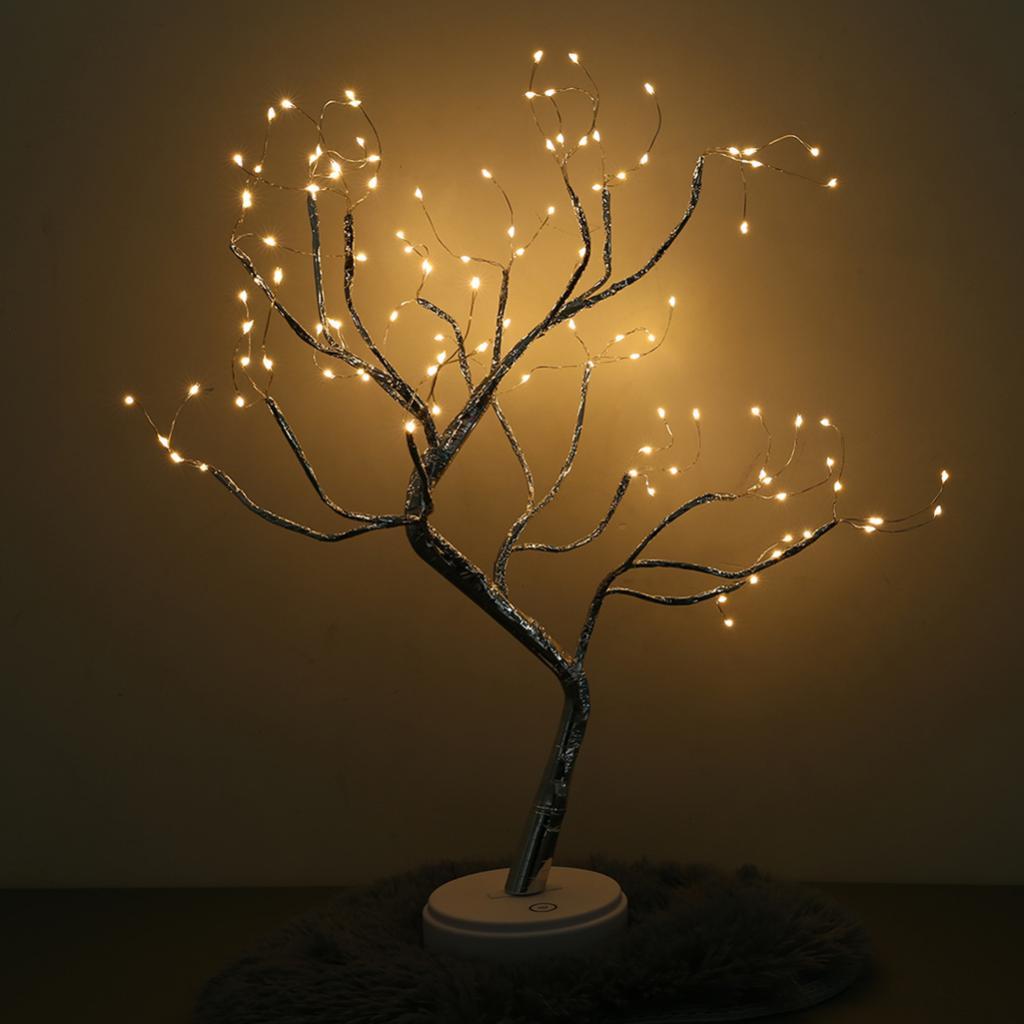 DIY Creative Copper Wire Tree LED Night Light Bedroom Home Decor Warm White