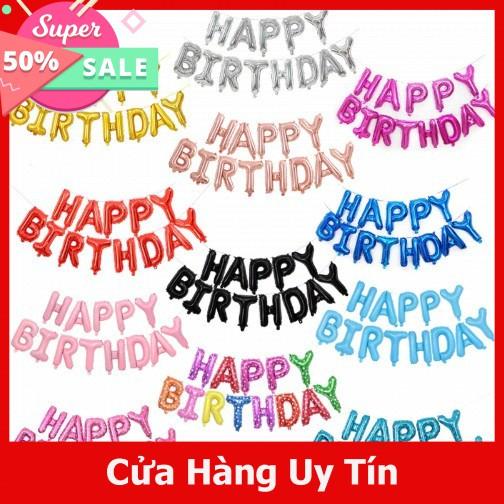 Bóng chữ Happy birthday - Bóng chữ chúc mừng sinh nhật - Happy birthday balloon - Bóng chữ các màu vàng, bạc, hồng, xanh