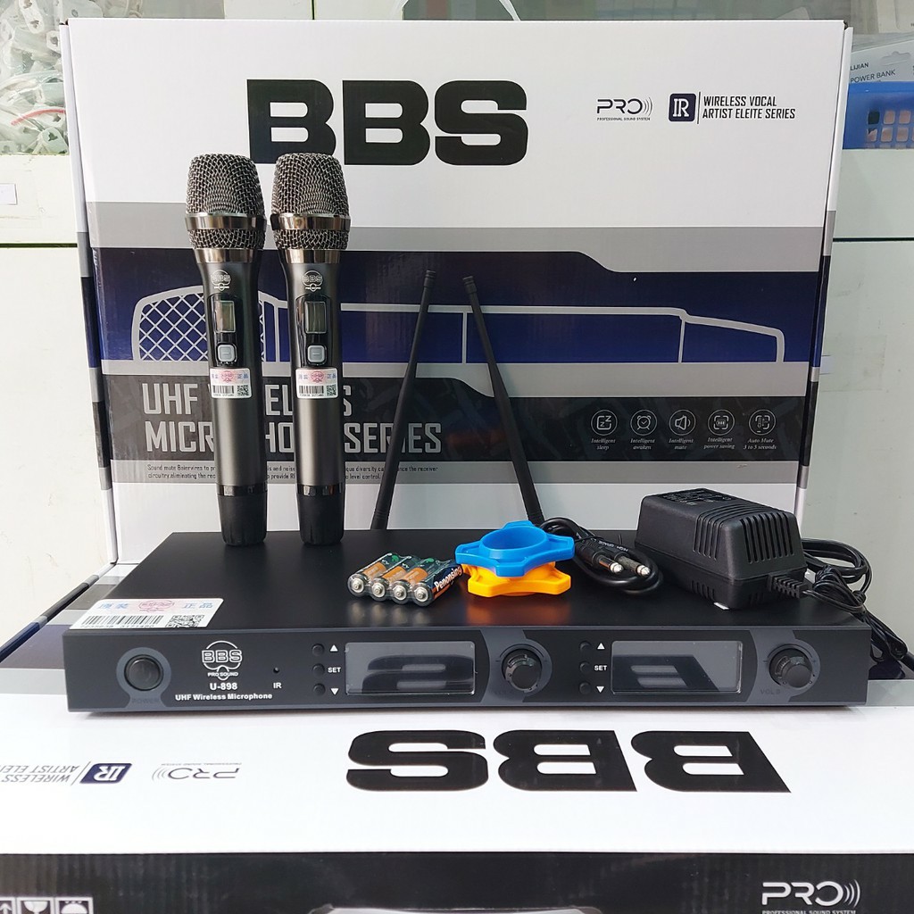 Micro không dây BBS U-898 - Mic karaoke gia đình, sân khấu - Độ nhạy cao, bắt sóng xa, chống hú rít - Thiết kế sang trọng, bắt mắt - Dễ dàng phối ghép với các thiết bị âm thanh khác - Hàng nhập khẩu