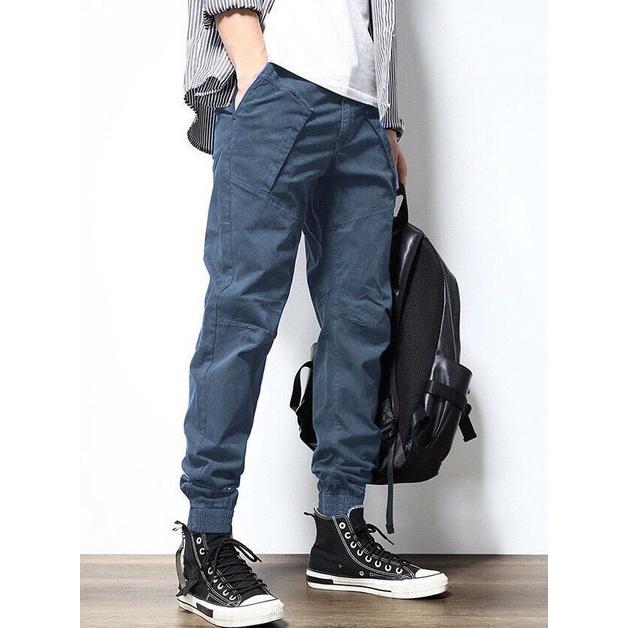 Quần jogger nam kaki dáng thể thao cao cấp lưng thun, quần jogger kaki nam túi hộp thời trang nam 2 màu năng động