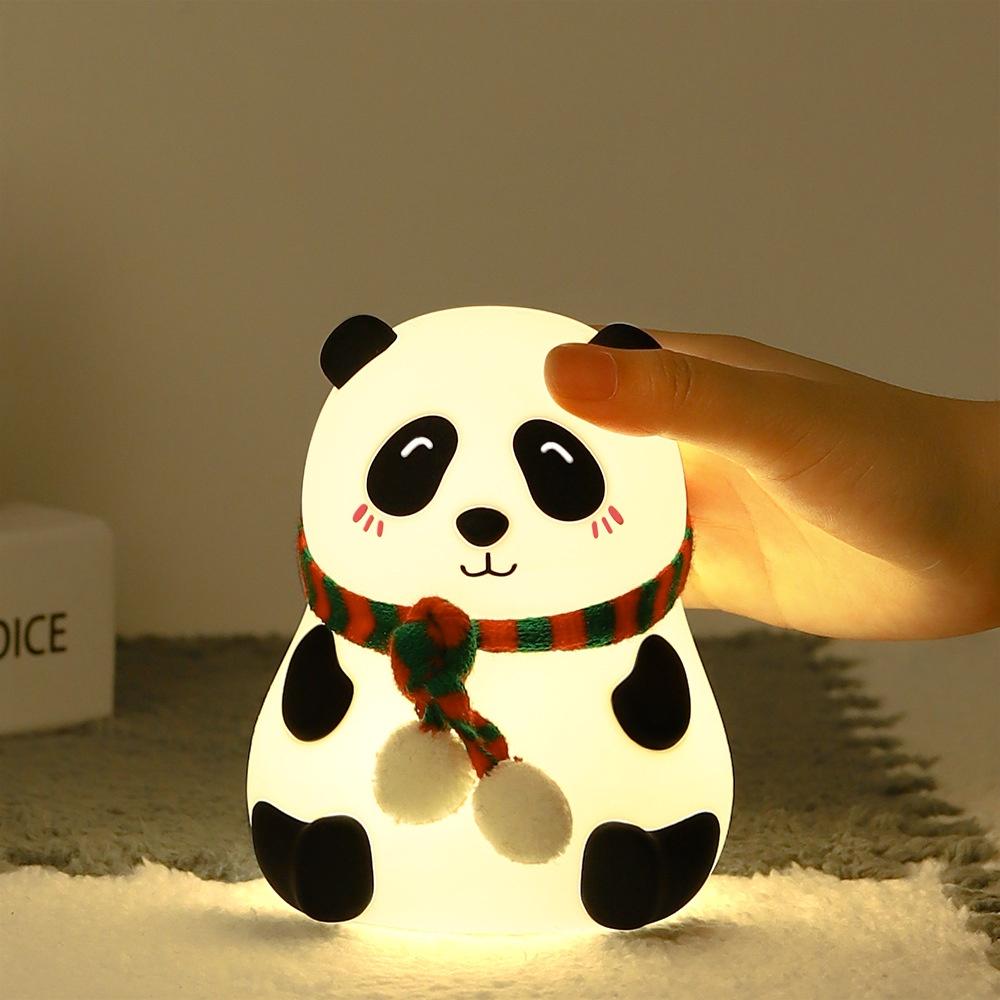 Đèn Ngủ Silicone Hình Gấu Trúc Nhiều Màu Sạc usb