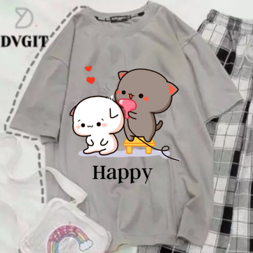 Sét Bộ Nữ SS11, Sét Đồ Nữ Đi Chơi Đẹp In Hình Mèo Sấy Tóc Dễ Thương,Sét Áo Vải Cotton,Quần Kẻ Màu Cá Tính