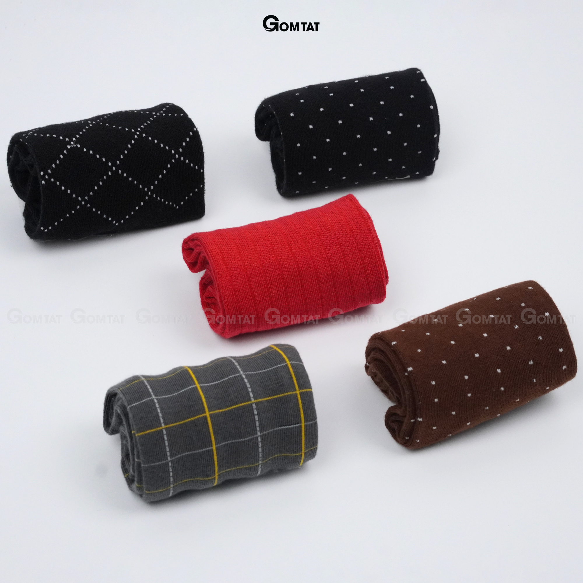 Hộp 5 đôi tất vớ nam đi giày tây công sở cổ cao GOMTAT mẫu MIX03, chất liệu cotton cao cấp thoáng khí - GOM-MIX03-CB5