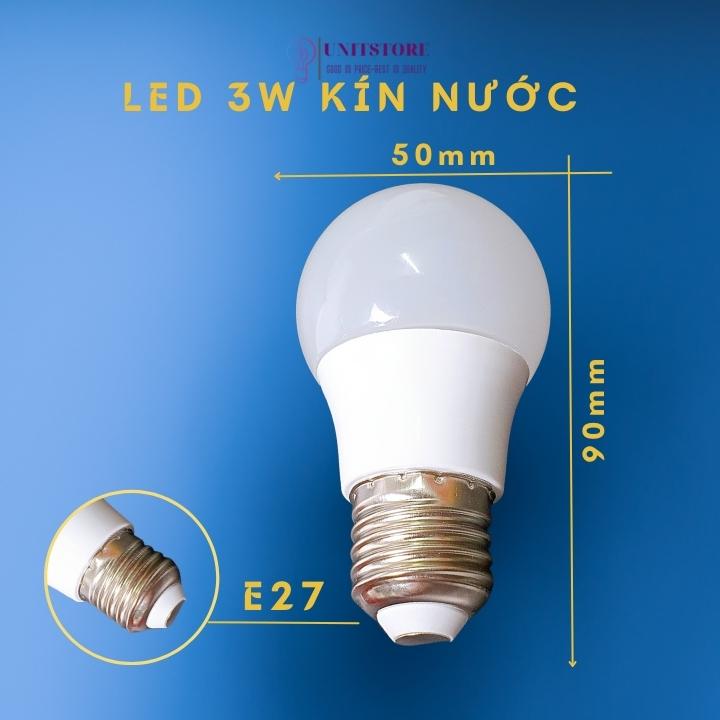 Bóng đèn led kín nước 3W đuôi E27 ánh sáng vàng hoặc trắng