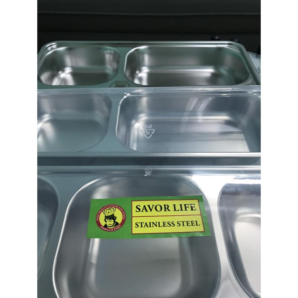 Khay cơm GORILLA inox cao cấp 4 ngăn, 5 ngăn loại Trung