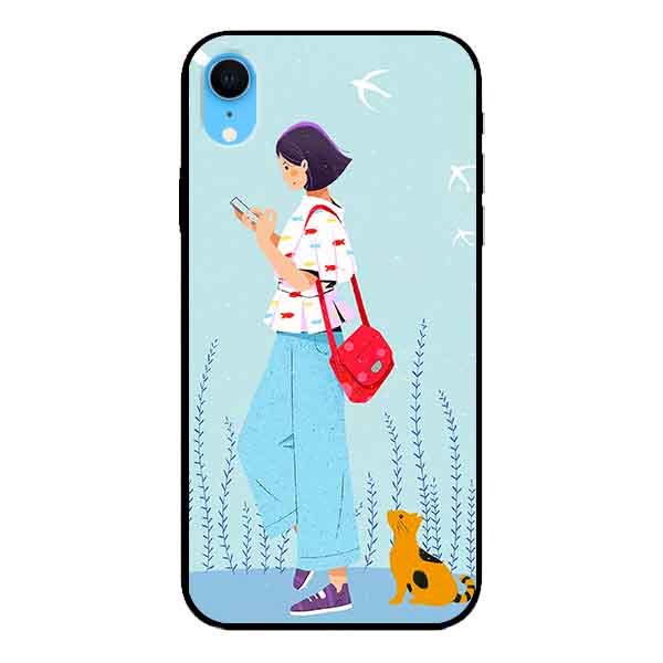 Ốp lưng in cho Iphone XR Mẫu Cô Gái Mèo Vàng