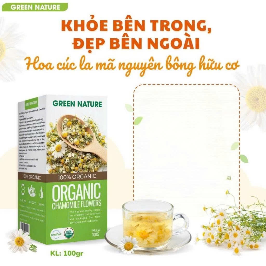 Combo Mix Hoa Cúc La Mã Và Hoa Bụp Giấm Nguyên Bông Hữu Cơ Green Nature 100g - Pha Trà Thanh Mát, Đẹp Da, Thanh Nhiệt