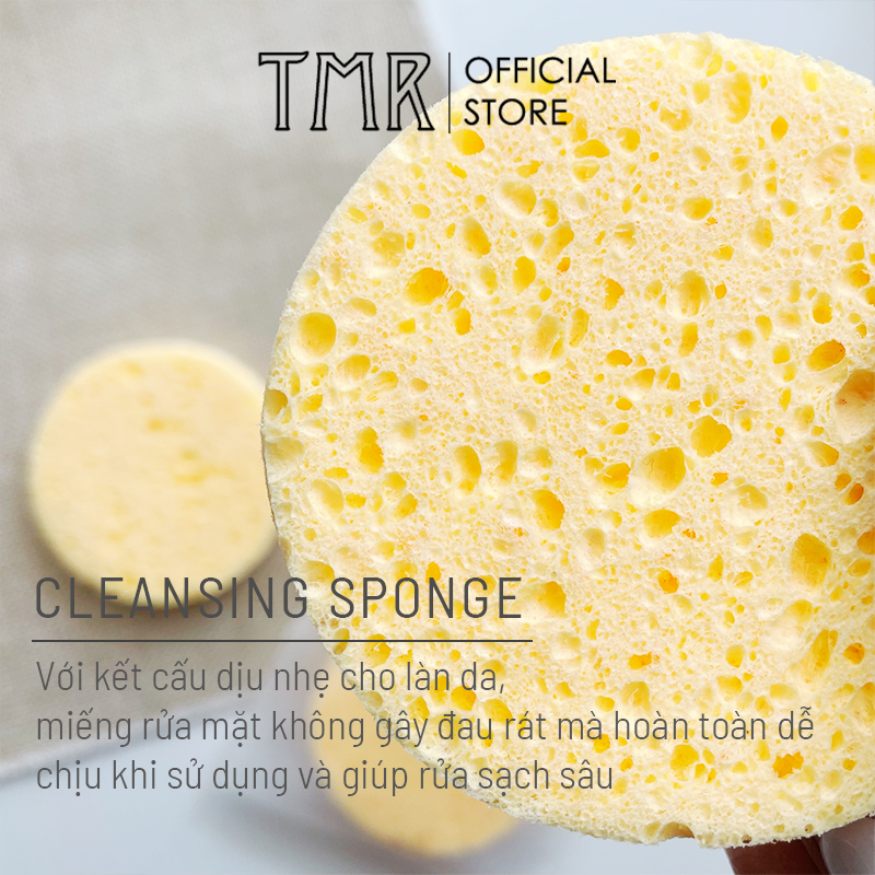 Bông bọt biển TMR màu trắng rửa mặt tẩy tế bào chết Cleansing Sponge Hàn Quốc