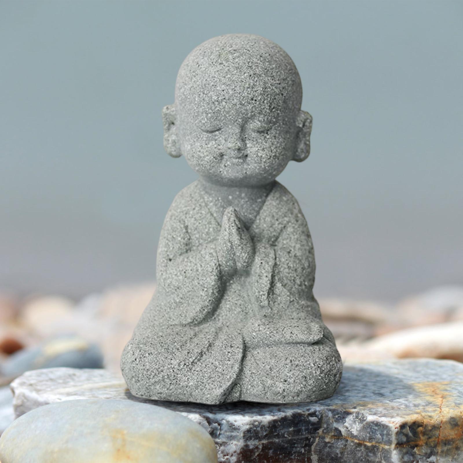 Sandstone Buddha Monk Statue Figurines for Flower Pot Decor Sculptures