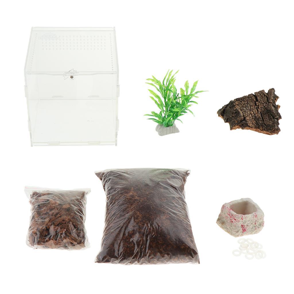 Reptiles Amphibians Habitat Terrarium Vivarium Tank Breeding Box Bark