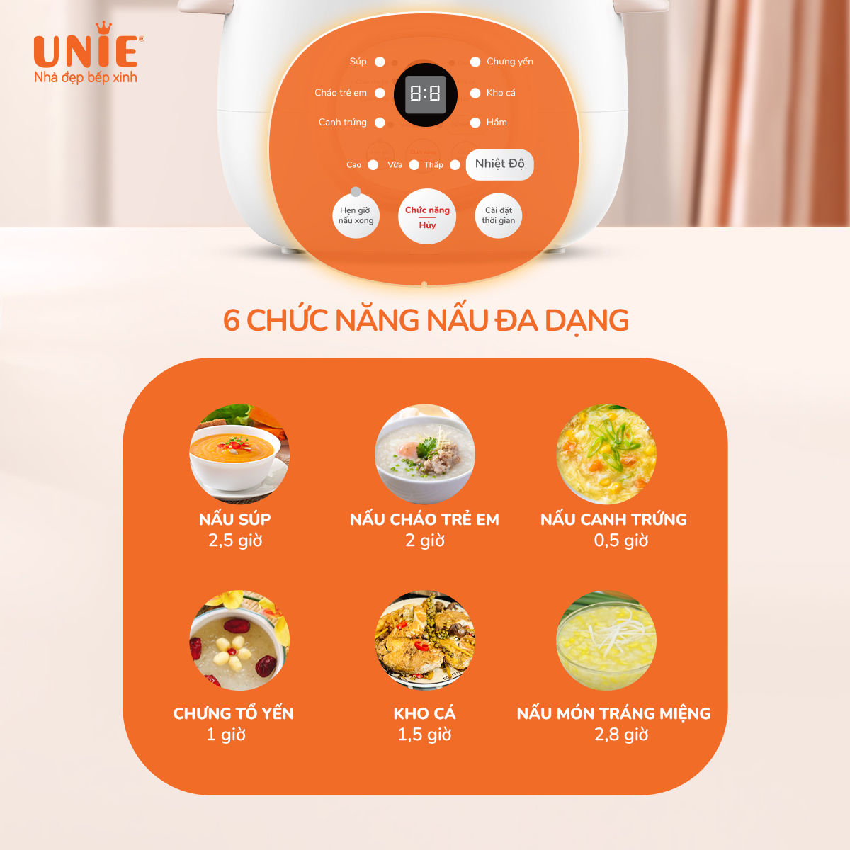 Nồi Chưng Yến, Nồi Nấu Cháo, Nồi Tiềm Thuốc Bắc UNIE USC10W Sử Dụng Tiếng Việt Dung Tích 1 Lít Công Suất 300 W - Hàng Chính Hãng