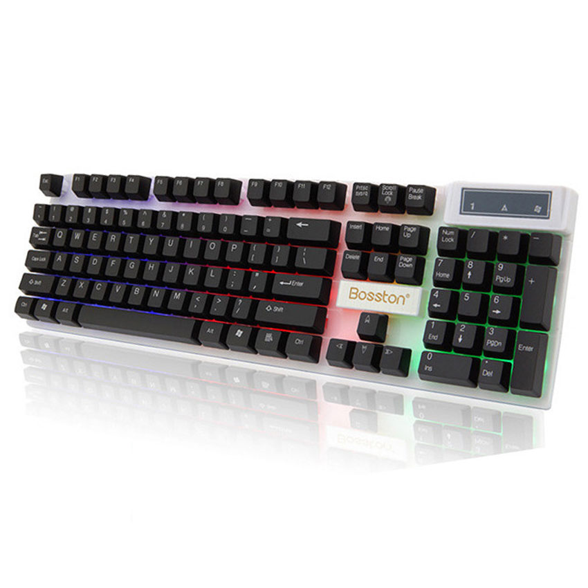 Bàn phím Keyboard Bosston 808 giả cơ LED có dây cổng USB - Hàng Chính hãng