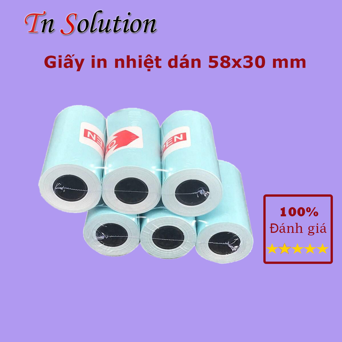 Giấy in nhiệt dán (sticker) cho máy in bill cầm tay, máy in hóa đơn các dòng 58mm