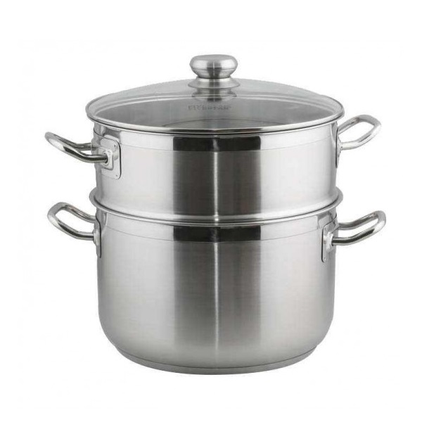 Bộ Nồi Xửng Hấp Inox 430 Bếp Từ 3 Đáy Nắp Kính Fivestar Tặng 5 Muỗng Ăn (28cm)