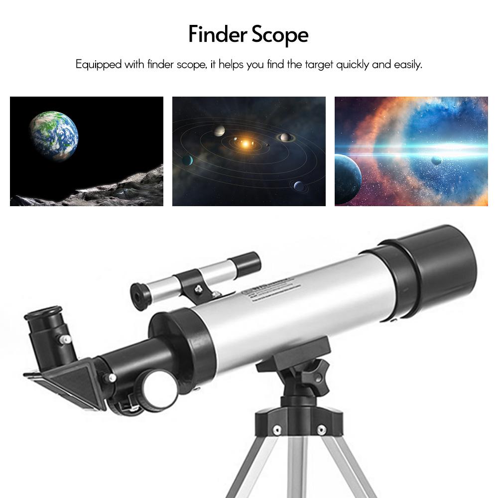 Astronomical Telescope Compact Portable Telescope of 90X Magnification with Finder Scope Adjustable Tripod for Kids