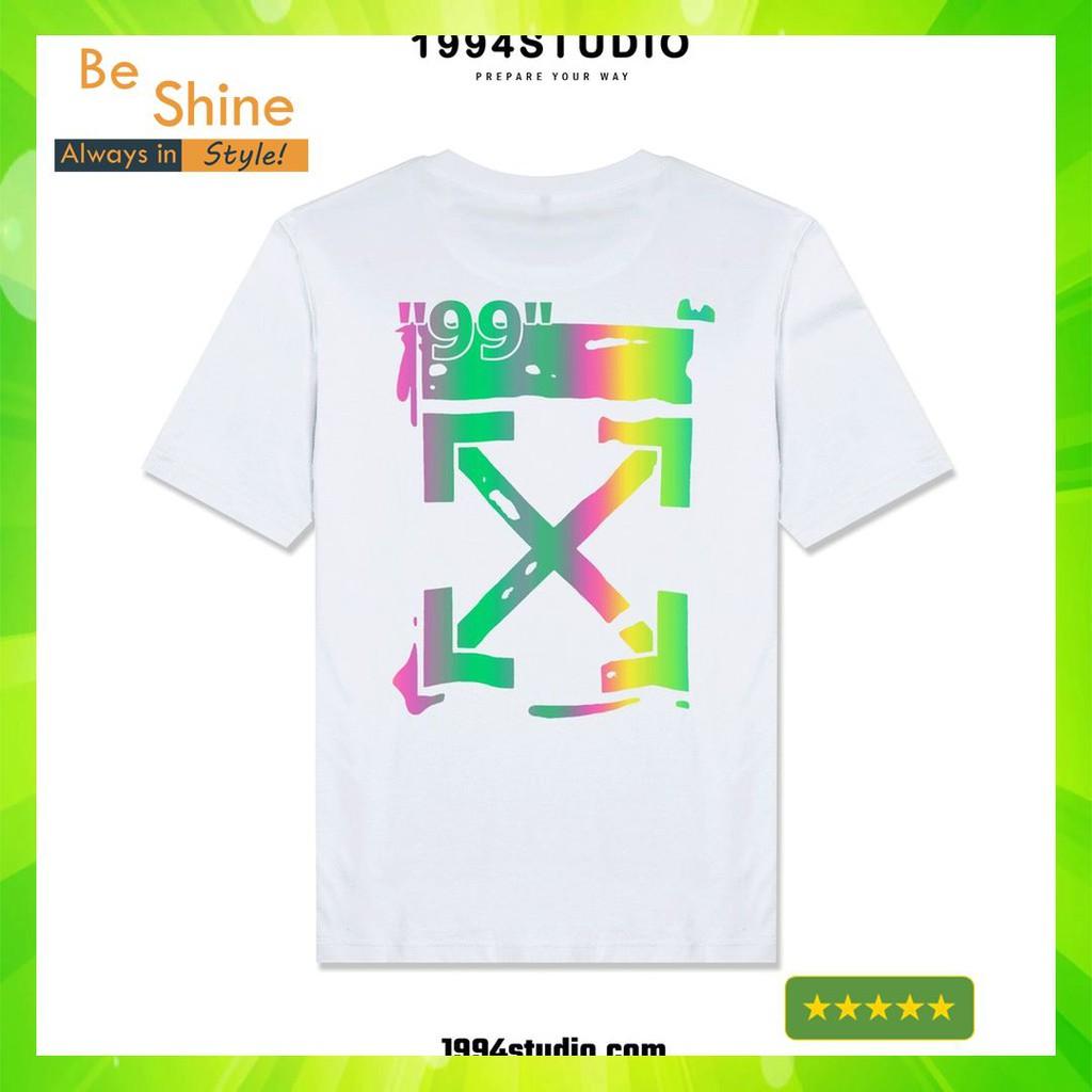 Áo Thun Unisex Logo Off White 99 Phản Quang 7 Màu Form Rộng Thời Trang Nam Nữ Phong Cách Hàn Quốc