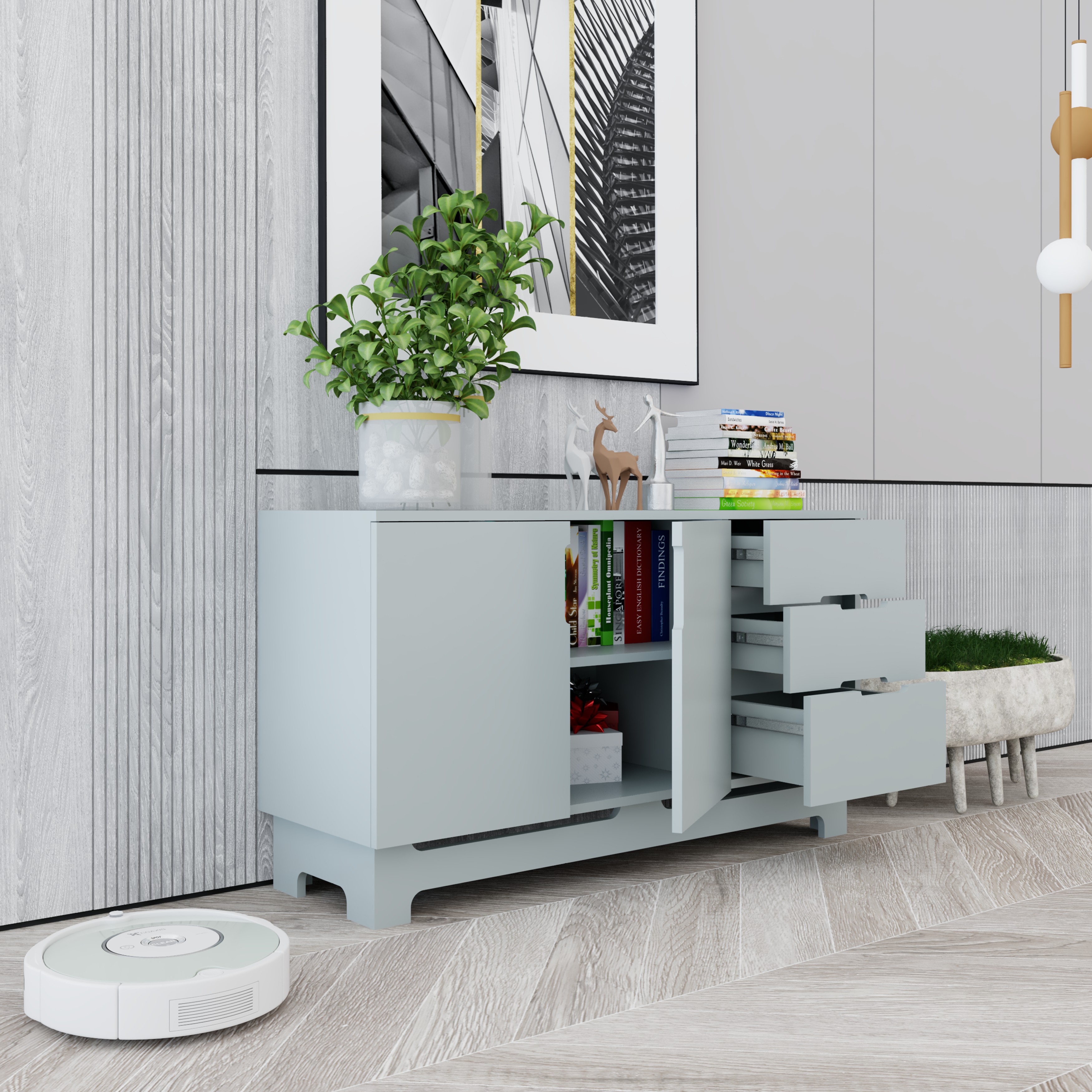 [Happy Home Furniture] MOLLY, Tủ lưu trữ 2 cánh mở - 3 ngăn kéo , 120cm x 40cm x 68cm ( DxRxC), TCM_101