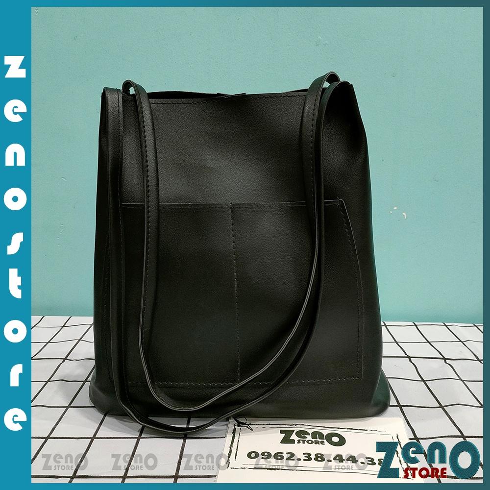 Túi tote da ZnT817, túi đeo vai công sở khóa bấm thời trang