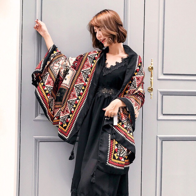 Khăn choàng boho đi biển  họa tiết vuông - Mã VS009
