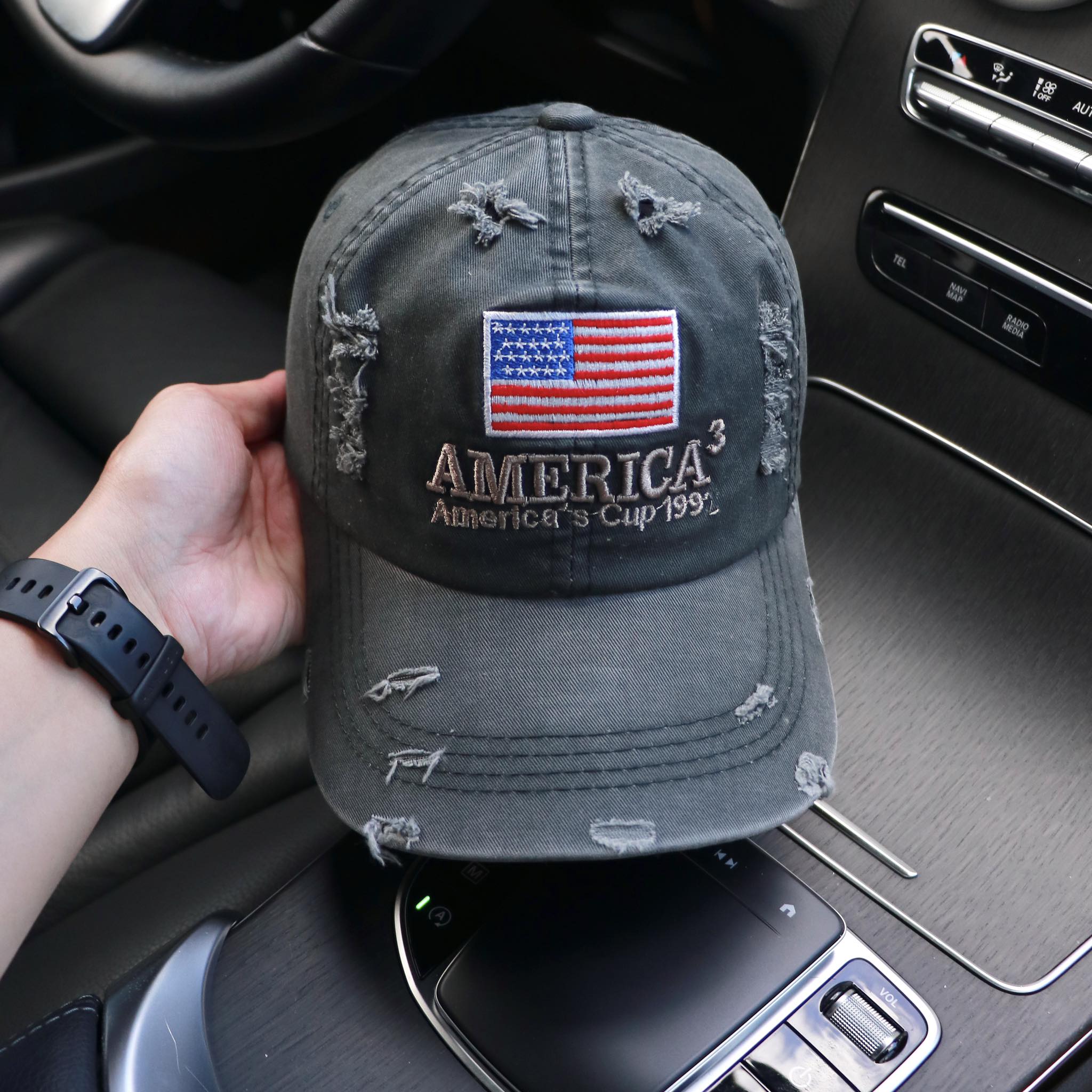 Nón kết, mũ lưỡi trai American3 phối vải jeans rách form chuẩn siêu đẹp (Ảnh thật)