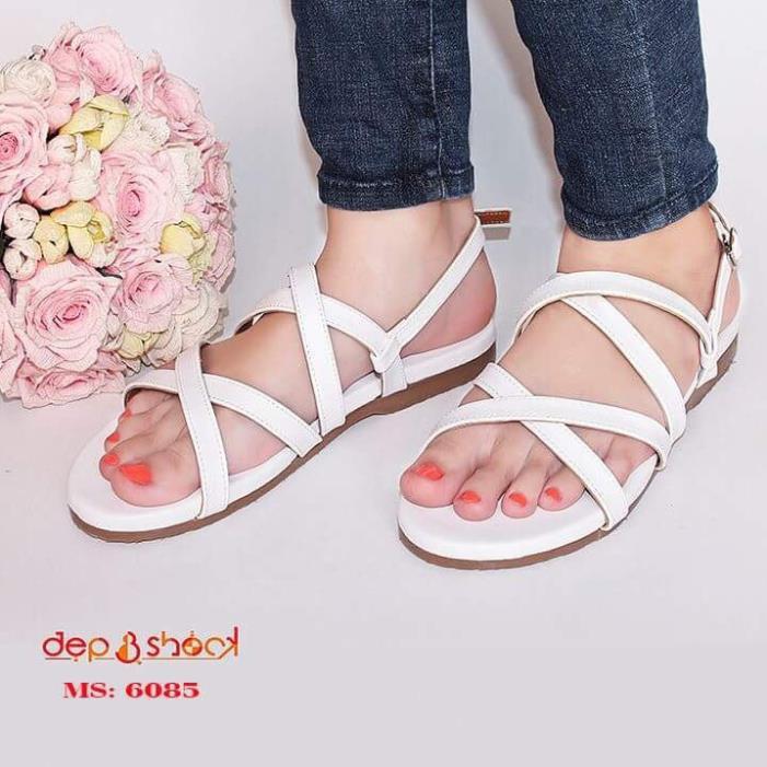 Giày Sandal Nữ Quai Chéo đế bằng big size MS 6038