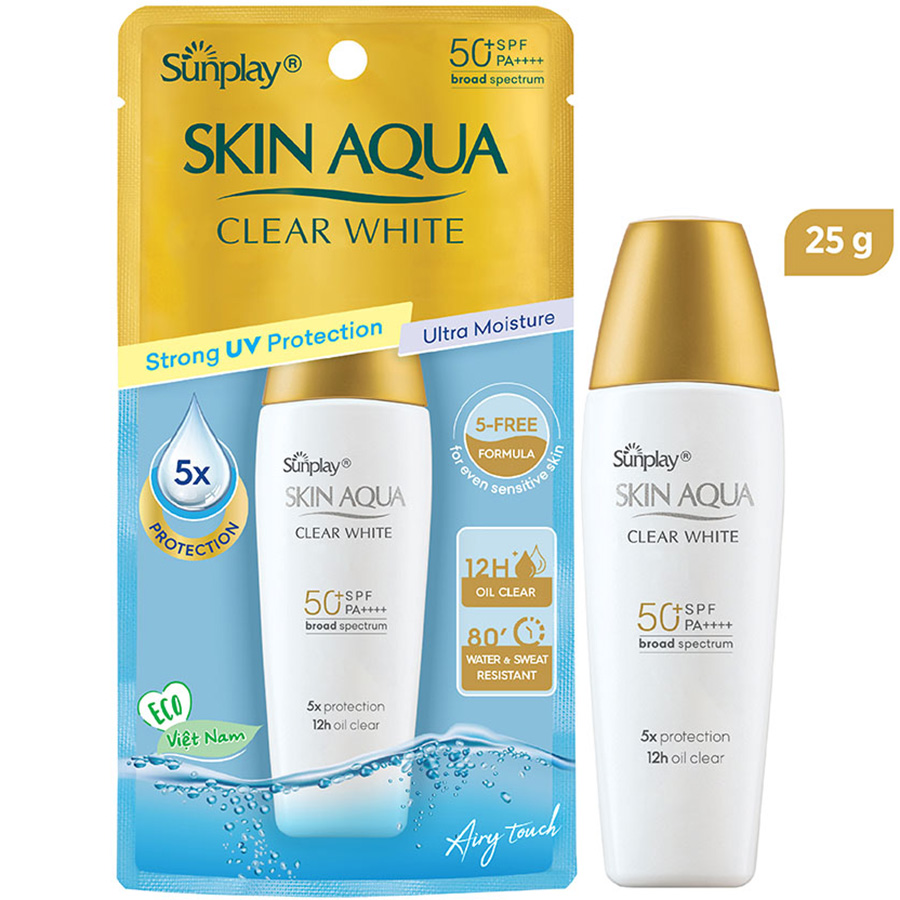 Sữa Chống Nắng Hằng Ngày Dưỡng Trắng Sunplay Skin Aqua Clear White SPF 50+, PA++++ (25g)