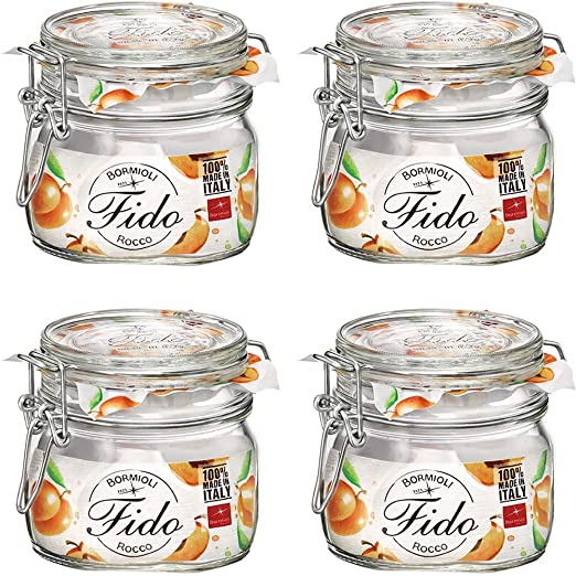 Combo 4 hũ thủy tinh nắp khóa cài dung tích 500 ml - Made in Italy