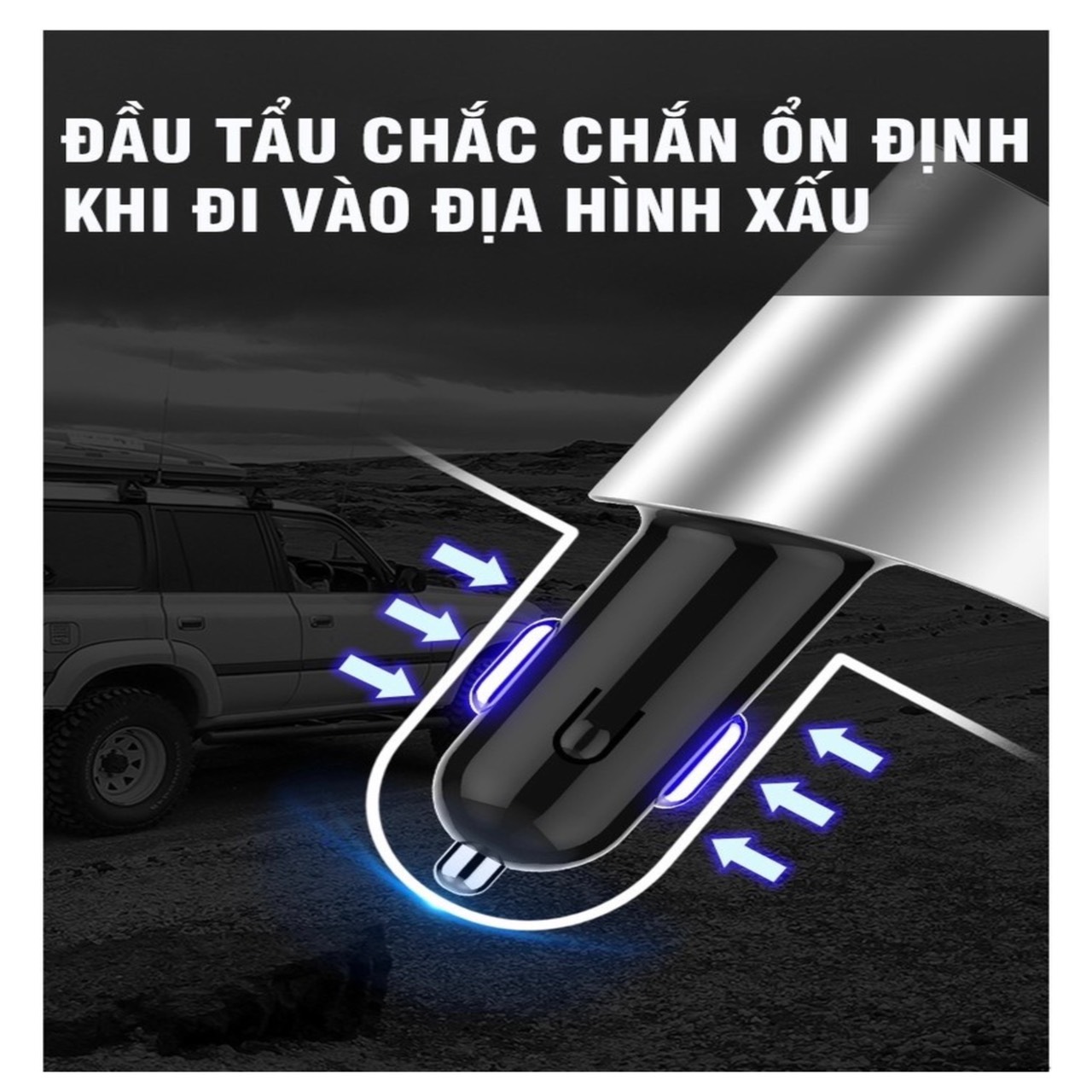 Tẩu sạc nhanh dùng trên ô tô xe hơi có đèn led báo điện áp Ác Quy
