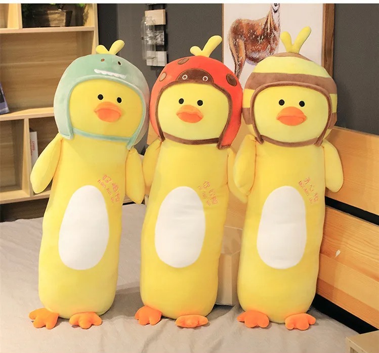 Gấu bông con vịt vàng dễ thương - Size từ 70cm đến 1m3 - Quà tặng gấu bông vịt đội nón bảo hiểm cute