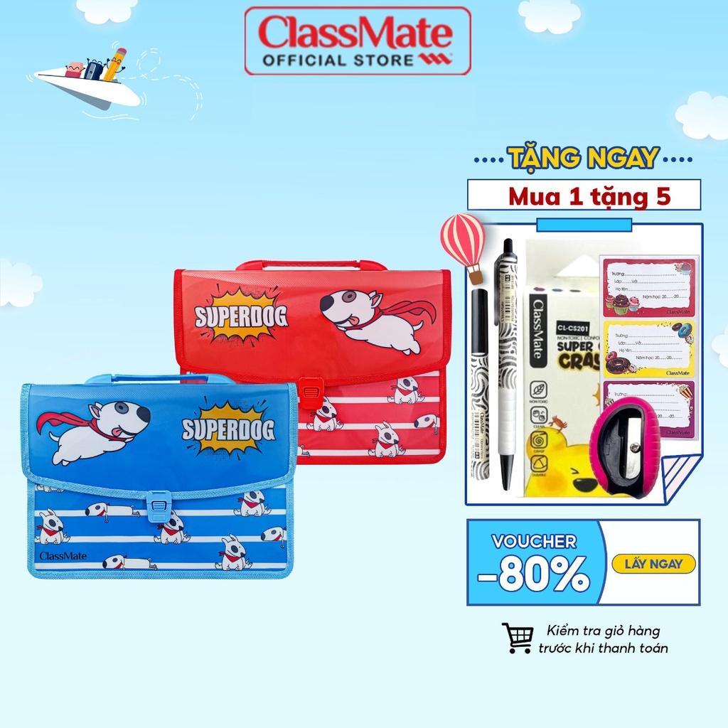 Cặp học thêm 2 ngăn CLASSMATE Hình Super Dog Mới Lạ, Chất Liệu Nhựa Nguyên Sinh An Toàn CL-SB604