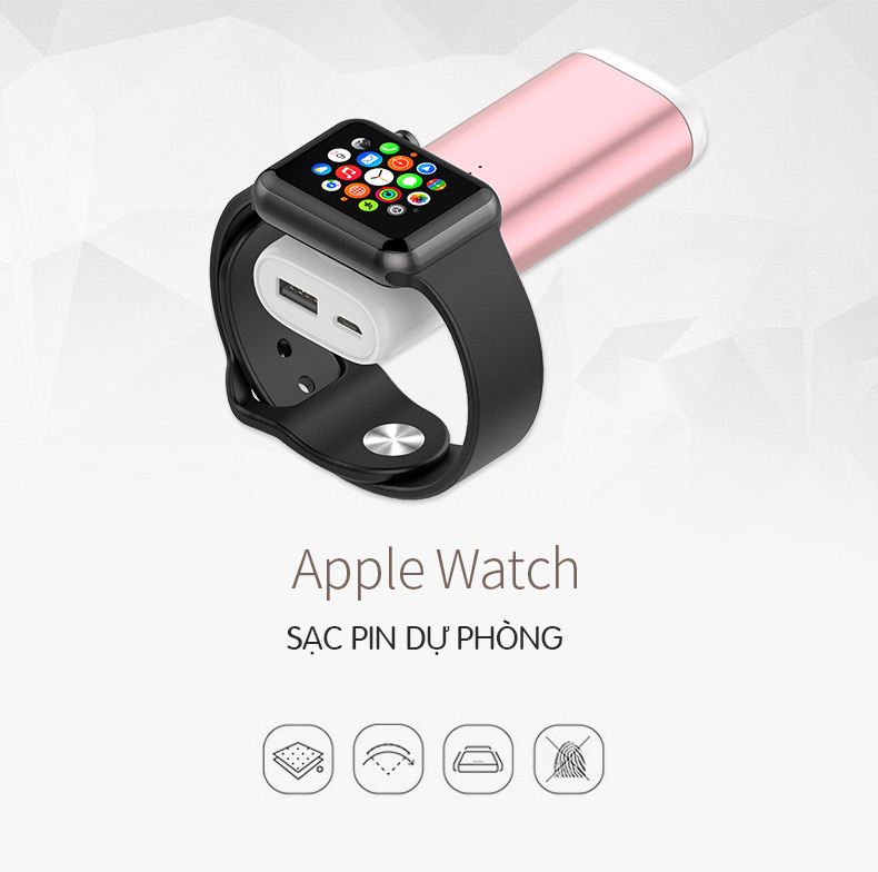 Pin sạc dự phòng cho Apple Watch 5200mah Promax WP83 (Black) - Hàng nhập khẩu