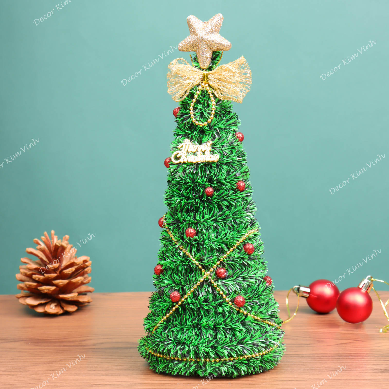 Cây Thông Hình Tháp THAP03 Quả Đỏ 25cm Trang Trí Giáng Sinh Cây Thông Noel