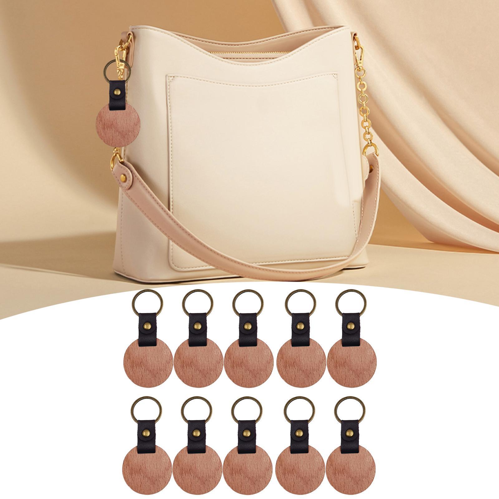 10Pcs Wooden Keychain  Keychain Holder for DIY Crafts Bag Pendant Home