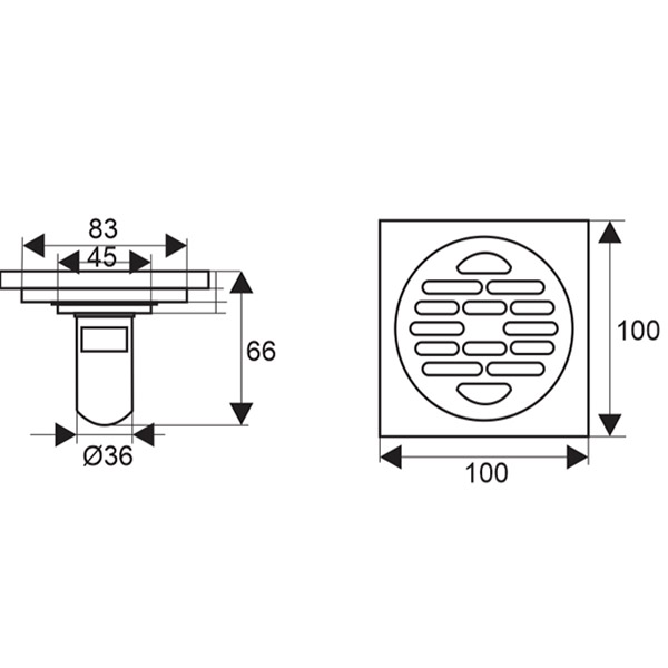 Phễu thoát sàn chống hôi và côn trùng 10cm NX504