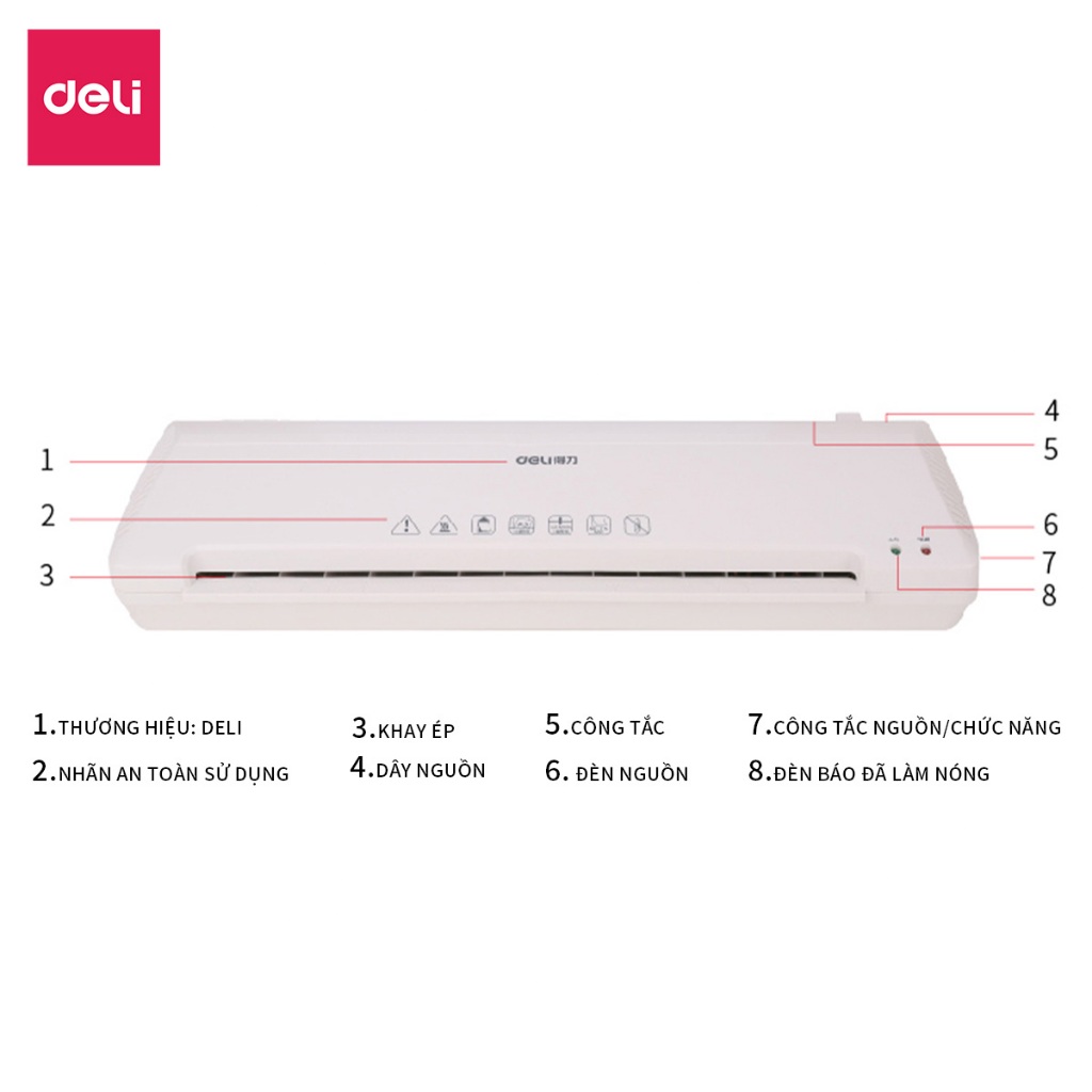 Máy Ép Plastic Khổ A3 DELI 3899 Máy Ép Nhiệt Bảo Vệ Tài Liệu Máy Cán Màng Ảnh Ép Giấy Tờ Poster