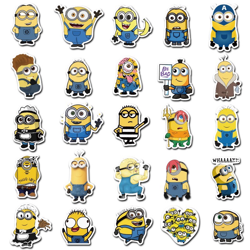 Bộ 50 Sticker Chống Thấm Nước Hình Minion