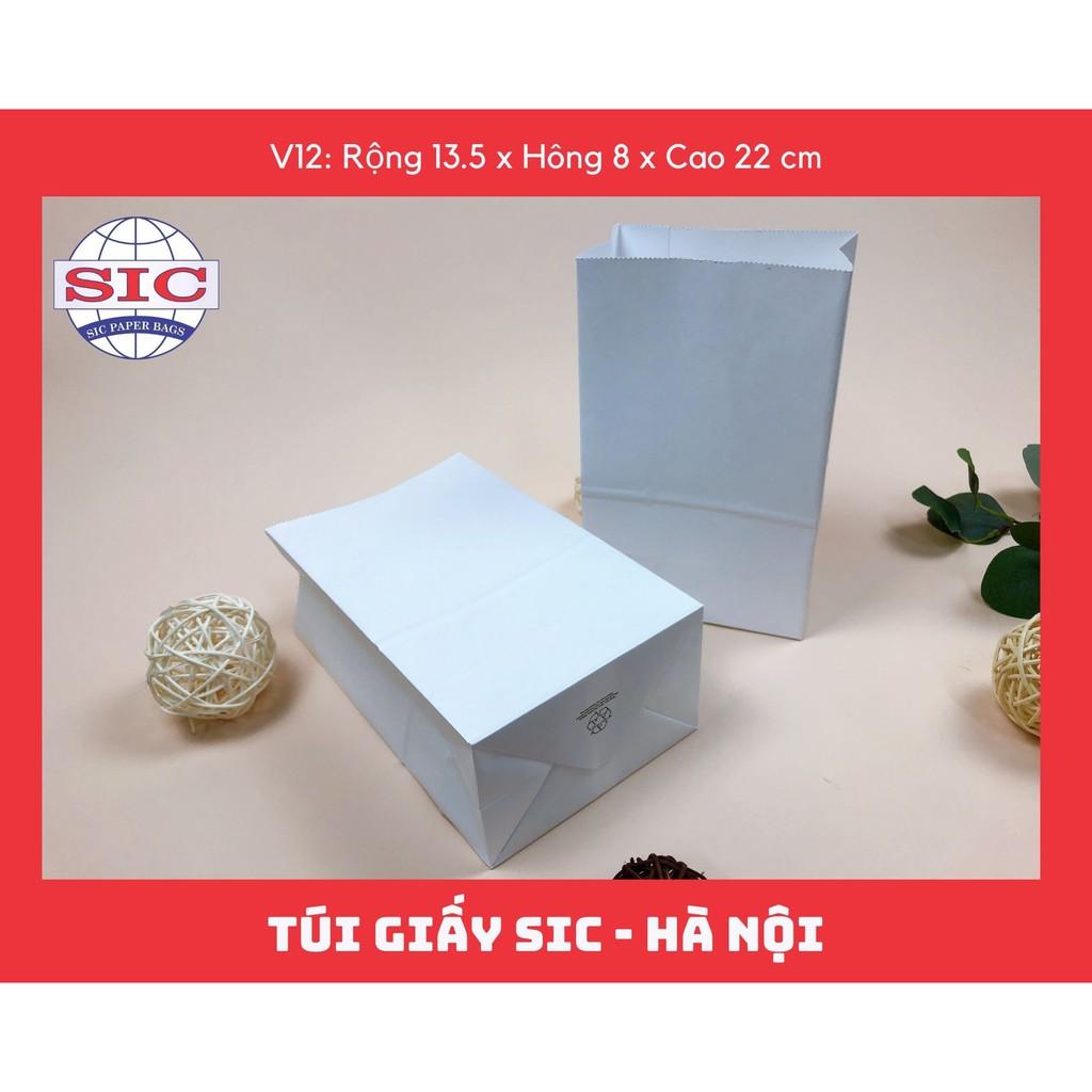 10 CHIẾC TÚI GIẤY KRAFT V12: 13.5x8x22 MÀU TRẮNG KHÔNG QUAI