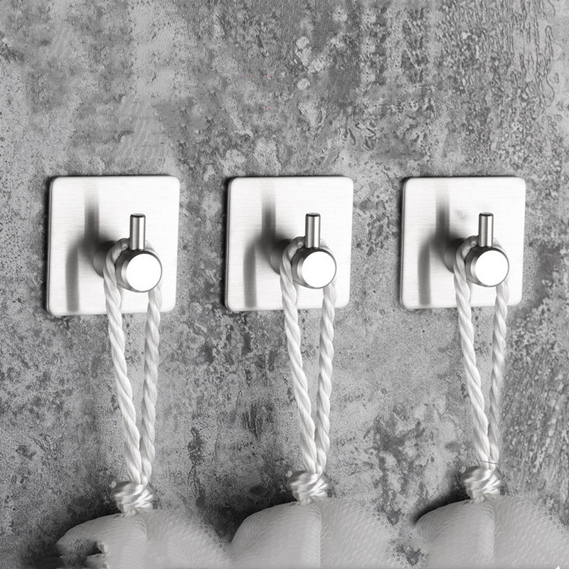 Combo 2 Móc treo đồ dán tường inox 304 siêu dính - tặng kèm miếng rửa chén silicon