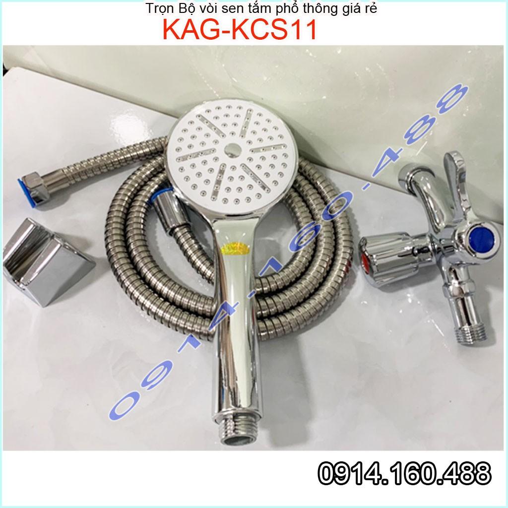 Vòi sen lạnh KAG-KCS11 Shower head, trọn bộ sen lạnh (củ sen+ dây) inox bóng 100% dùng tia phun nước mạnh sử dụng tốt