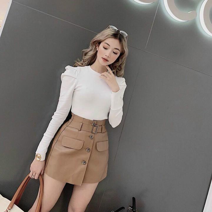 Áo croptop thun nữ tay dài vai phồng thời trang XIXO ATN0029