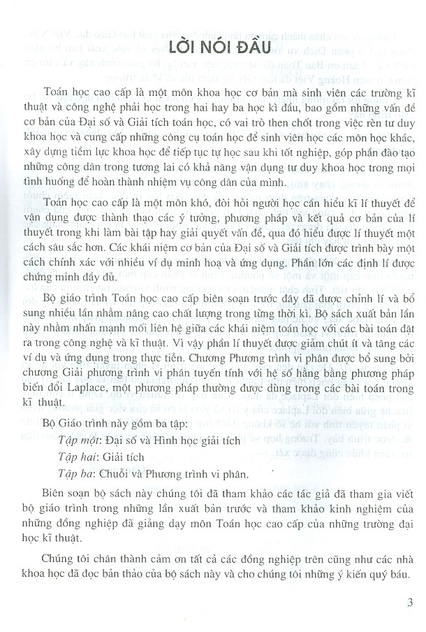 Toán Học Cao Cấp - Tập 3: Chuỗi Và Phương Trình Vi Phân