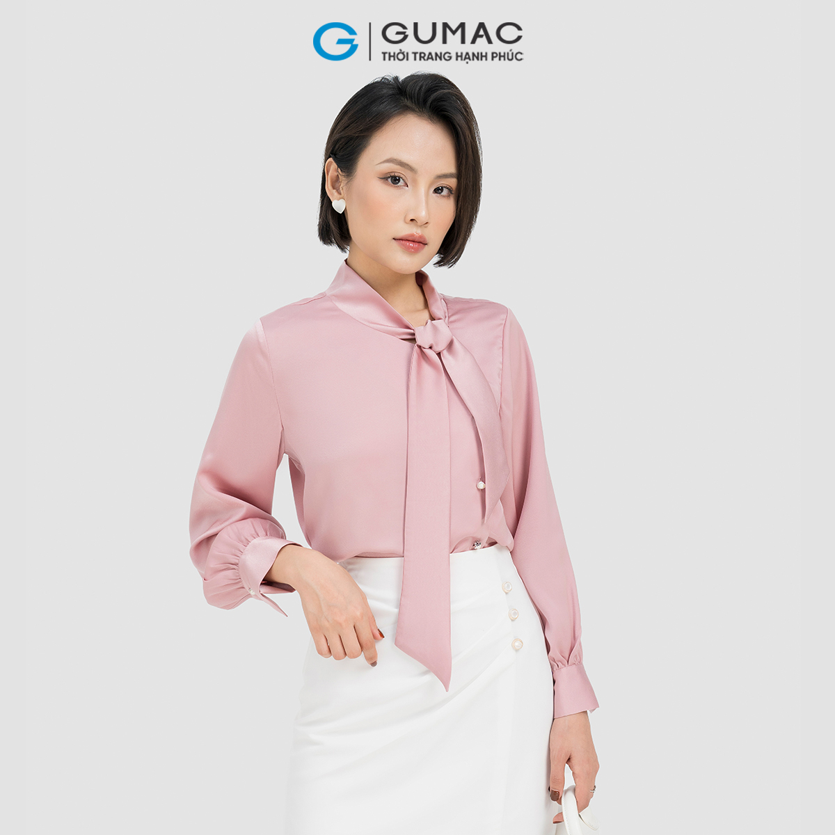 Áo kiểu phối nơ GUMAC AD04061