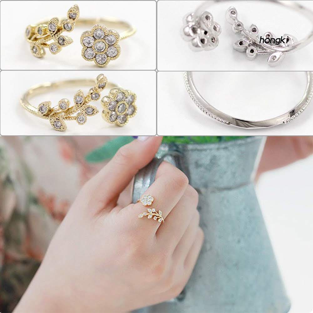 Nhan đeo tay xoắn lá hoa dễ thương phụ kiện nữ