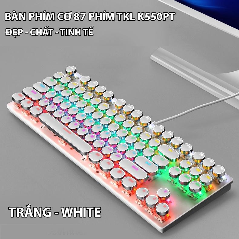 Bàn phím cơ Coputa Bàn phím cơ TKL máy tính Gaming laptop Full LED phím tròn có dây K550PT