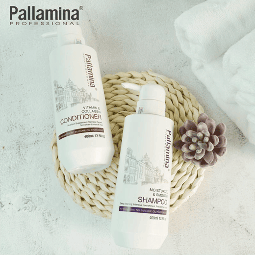 Combo gội Kem ủ Collagen Keratin Pallamina siêu mượt cho tóc khô hư tổn 400ml