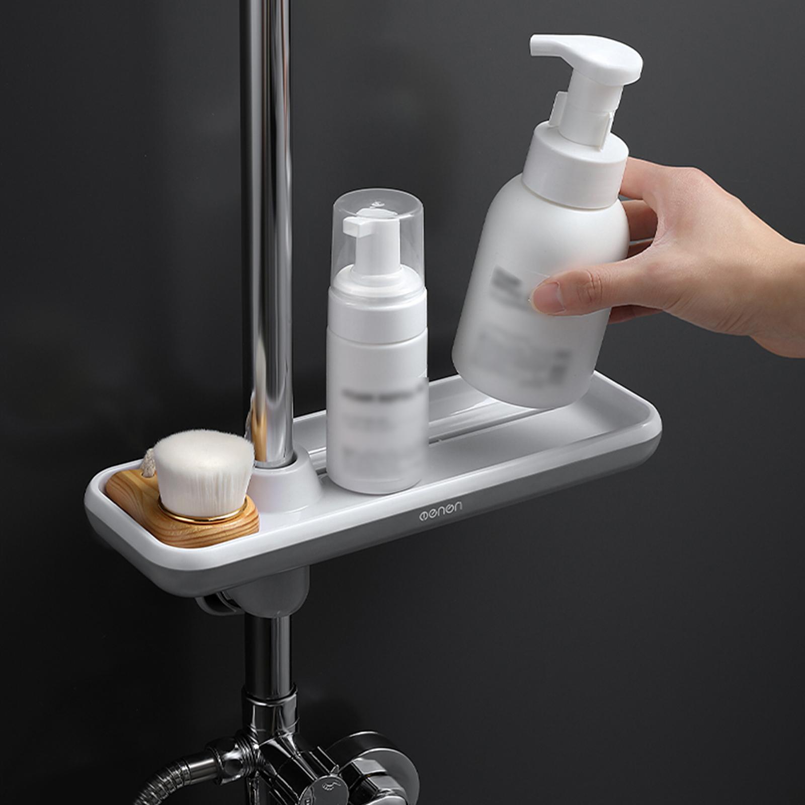 Shower Caddy Shelf Adjustable Height Shower Rack for Slide Bar Bathroom Brush Soap Organizer Rotatable Soap Storage Rack