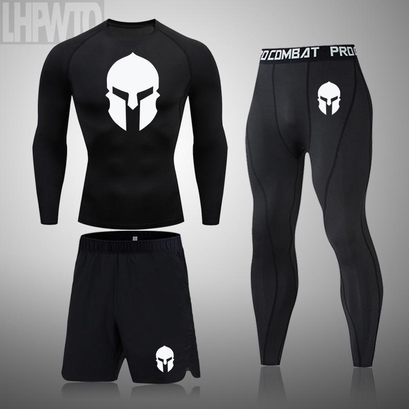 Chạy Bộ Nam Bộ Tập Gym Quần Legging Nhiệt Đồ Lót Spartan Nén Tập Thể Hình MMA Rashguard Nam Khô Nhanh Quần Theo Dõi Phù Hợp Với